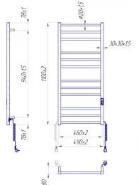 Полотенцесушитель электрический MARIO Премиум Классик-I 1100х500/80 (2.2.1610.03.P): 2