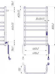 Полотенцесушитель электрический MARIO Премиум Стандарт-I 800х500/170 (2.2.1508.03.P): 2