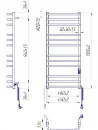 Полотенцесушитель электрический MARIO Премиум Стандарт-I 1100х500/170 (2.2.1510.03.P): 2