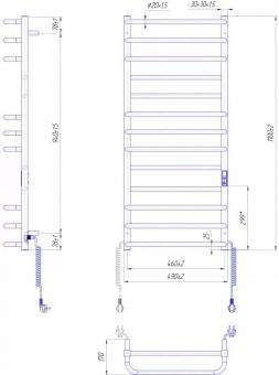 Полотенцесушитель электрический MARIO Премиум Люкс-I  1100х500/170 (2.2.1410.03.P): 2