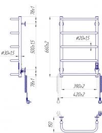 Полотенцесушитель электрический MARIO Стандарт НР-І 650х430/150 (2.3.0213.10.P): 2