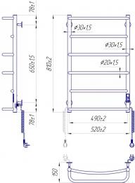 Полотенцесушитель электрический MARIO Люкс НР-І 800х530/150 (2.3.0315.10.P): 2