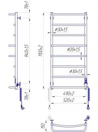 Полотенцесушитель электрический MARIO Люкс НР-І 1090х530/150 (2.3.0317.10.P): 2