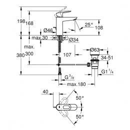 Смеситель для раковины GROHE Bau Loop 23762000: 3