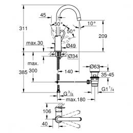 Смеситель для раковины GROHE Bau Loop L-Size 23763000: 4