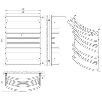 Полотенцесушитель LARIS Евромикс с полочкой П10 600х900 71207671: 4