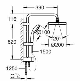 Душевая система GROHE New Tempesta 200 27389002: 2