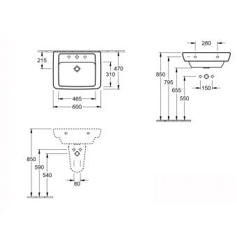 Умывальник VILLEROY&BOCH VERITY LINE 60х50 51036001: 2