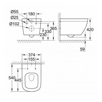 Унитаз подвесной GROHE Euro Ceramic 39328000: 3
