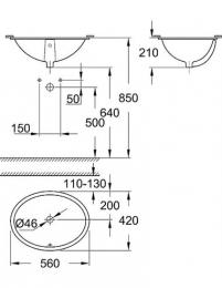 Умывальник врезной GROHE Bau Ceramic 560x420 39423000: 3