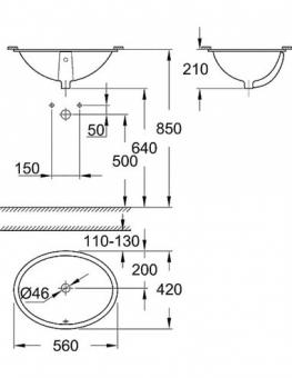 Умывальник врезной GROHE Bau Ceramic 560x420 39423000: 3