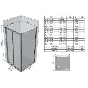 Душевая дверь RAVAK BLDP 4-140  грейп, белый 0YVM0100ZG: 2