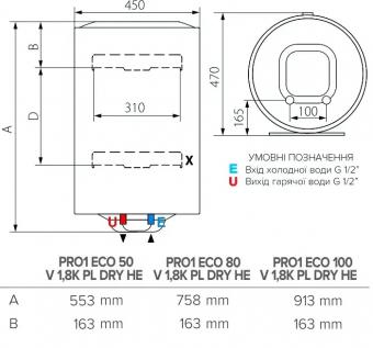 Водонагреватель ARISTON PRO1 ECO 100 V 1,8K PL DRY: 3