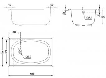 Ванна стальная BLB Европа 105x70 без сиденья B15Е12001: 2