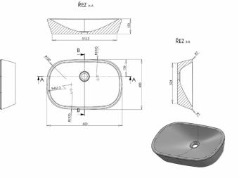 Умывальник RAVAK Ceramic O 600x400 XJX01160001: 3