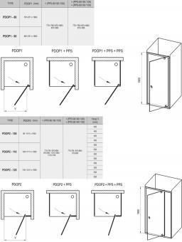 Душевые двери RAVAK PDOP 1-90, стекло TRANSPARENT, профиль черный 03G70300Z1: 2