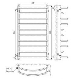 Полотенцесушитель LARIS Евромикс П10 500х900 бок. подкл. 1/2 71207370: 2