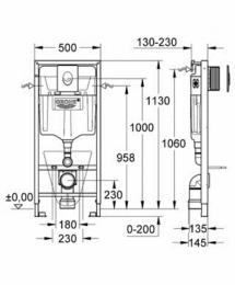 Инсталляция GROHE RAPID SL 3в1 для унитаза (овальная кнопка хром): 3