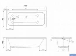 Ванна акриловая VOLLE ALTEA 1600х700х448 TS-1670448: 2