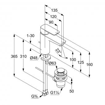Смеситель для умывальника KLUDI Pure&Style 100 402900575: 2