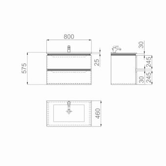 Шкафчик подвесной SANWERK Амата Air с умывальником Падова 81 см MV0000809: 2