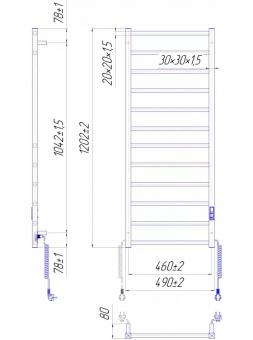 Полотенцесушитель электрический MARIO Токио-I 1200x500/80 TR (2.2.1704.03.P): 2