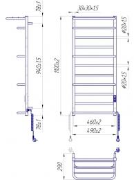 Полотенцесушитель электрический с таймером MARIO Люксор-I 1100х500/290 TR (2.3.6102.11.P): 2