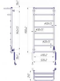 Полотенцесушитель электрический MARIO Hotel-І 1090х530/240 (2.3.6204.11.P): 2