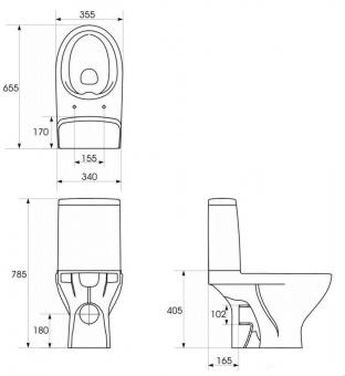 Унитаз компакт без ободка CERSANIT 667 Moduo Clean On гор./ниж. с сиденьем Slim Wrap K116-025: 4