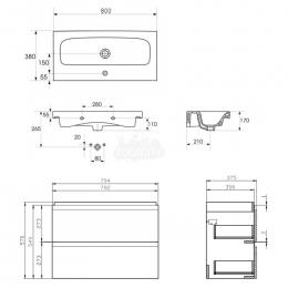 Шкафчик CERSANIT Moduo Slim 80 + раковина B06 S801-225: 3