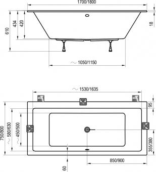 Ванна акриловая RAVAK FORMY 01 180х80 Slim C881300000: 4