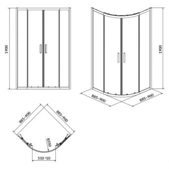 Душевая кабина CERSANIT ARTECO 90x90х195 S157-002: 2