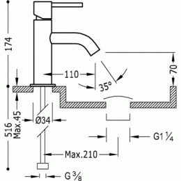 Смеситель для раковины TRES STUDY 26290301: 2