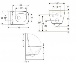 Унитаз подвесной Geberit Smyle Square с сид. дюропласт 500.683.00.2: 3