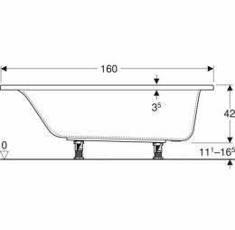 Ванна акриловая GEBERIT Selnova Square 160х70 с ножками 554.382.01.1: 2