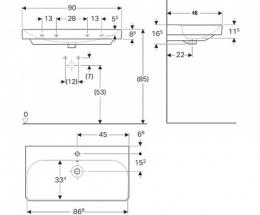 Умывальник GEBERIT Smyle Square 90 см 500.251.01.1: 2