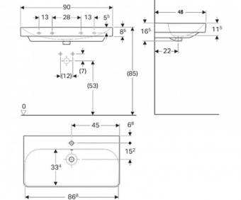 Умывальник GEBERIT Smyle Square 90 см 500.251.01.1: 2