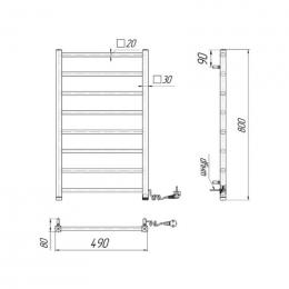 Полотенцесушитель электрический MARIO Токио-I 800х500/80 TR (2.2.1702.03.P): 2