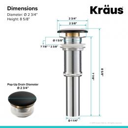 Донный клапан для умывальника без перелива KRAUS PU-20GBL: 1