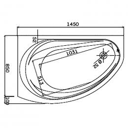 Ванна акриловая KOLO SUPERO 1450X850 L + ножки 5534000: 2