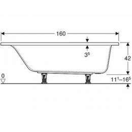 Ванна акриловая KOLO SUPERO 160x70 + ножки 5342000: 5