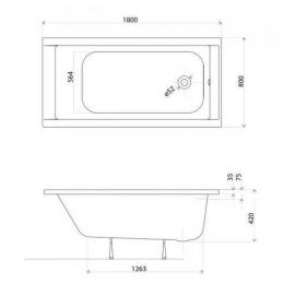 Ванна акриловая KOLO SUPERO 180x80 + ножки 5362000: 2