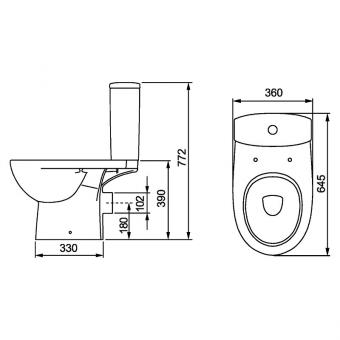 Унитаз компакт KOLO STATUS гор. 3/6 нижн. подвод+сидение дюропласт Soft close, Click2Clean 2395250UA: 3