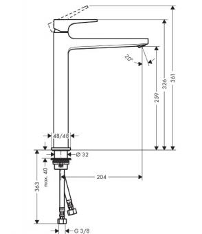 Смеситель для раковины высокий HANSGROHE METROPOL 32512990: 2