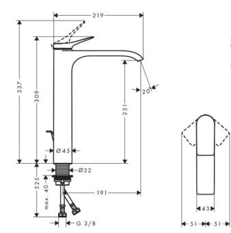 Смеситель для раковины высокий HANSGROHE VIVENIS 75040670: 2