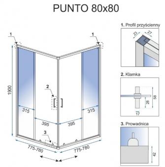 Душевая кабина Rea Punto 80x80 black безопасное стекло, прозрачное K4800: 2