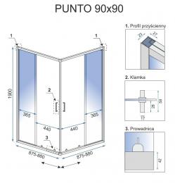 Душевая кабина Rea Punto 90x90 black безопасное стекло, прозрачное REA-K4801: 2