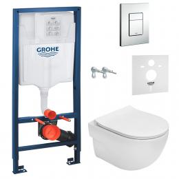 Комплект инсталляция GROHE RAPID 3877201 + унитаз ROCA MERIDIAN Rimless с сид. sli soft A34H242000: 1