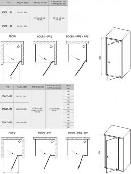Душевые двери RAVAK PDOP 2-110 Транспарент стекло профиль черный 03GD0300Z1: 2