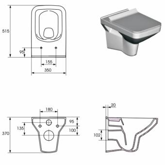 Унитаз подвесной без ободка CERSANIT Como Clean On с сиденьем Slim K701-102: 2